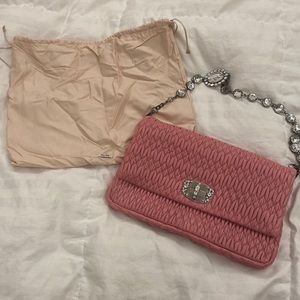 miu miu pink crystal strap bag